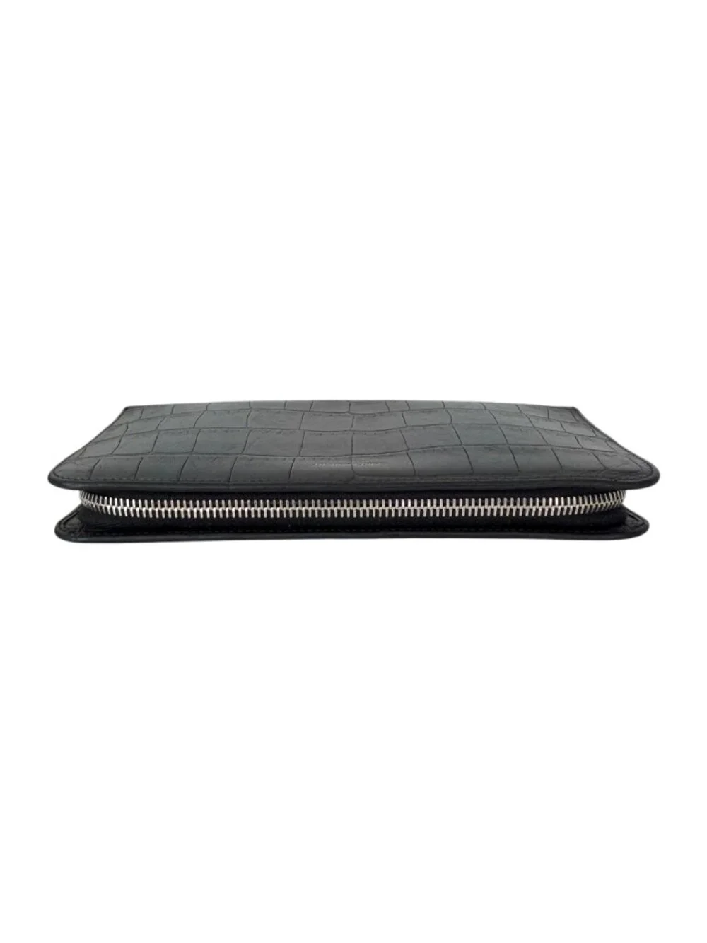 Saint Laurent Black Crocodile-Embossed Paris Zip Around Wallet